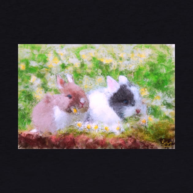 Springtime Bunnies Impressionist Painting by BonBonBunny